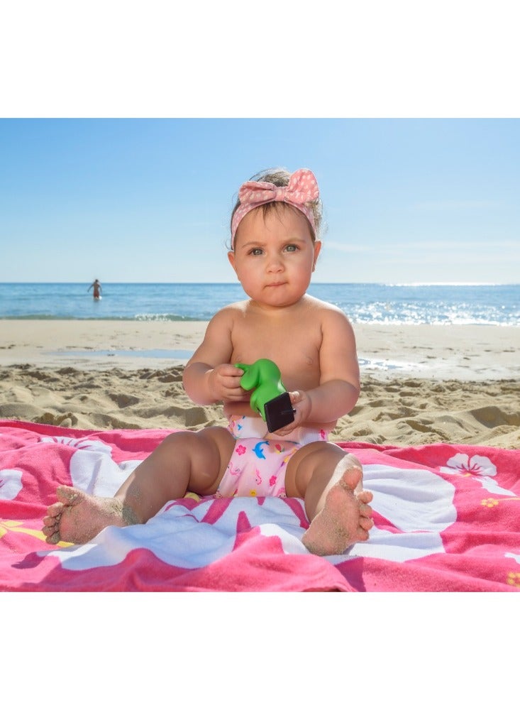 FREDS Velour Beach Towel (Pink) Hibiscus Design 140 x 70 cm Machine Washable