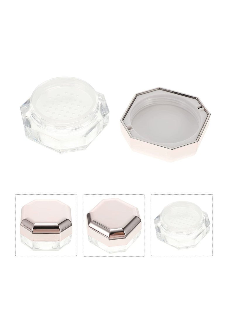 Loose Powder Container, Empty Reusable Plastic DIY Makeup Powder Case, Baby Powder Container Small Octagonal Box with Net Sifter and Lid, for Home and Travel 4pcs