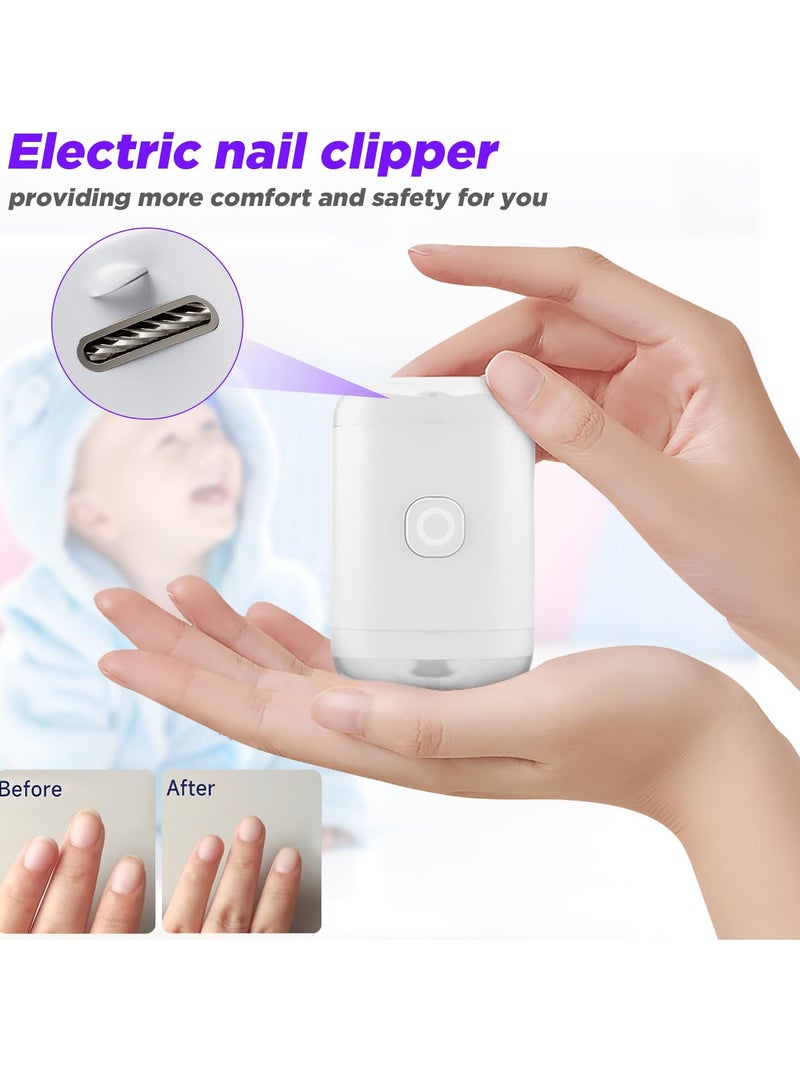 Electric Nail Clipper and Trimmer with Light and Nail Scrap Storage - 2-in-1 Automatic Fingernail Cutter and File for Babies, Kids, and Adults.