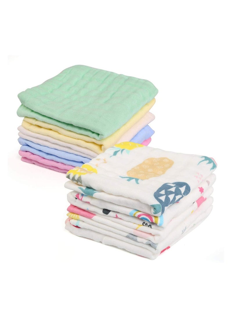 Baby Muslin Washcloths 10 Pack Natural Cotton Wipes, Soft Organic Wash Cloth Newborn Face Towel and Washcloth 30 * 30