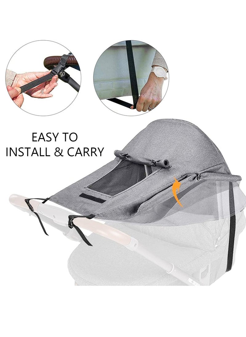 Baby Pram Sun Shade, Universal Stroller Buggy Sun Canopy, Awning UPF50+ Pushchair Parasol Accessories Can Slide Freely for UV Protection, Sun Protection, Light Blocking