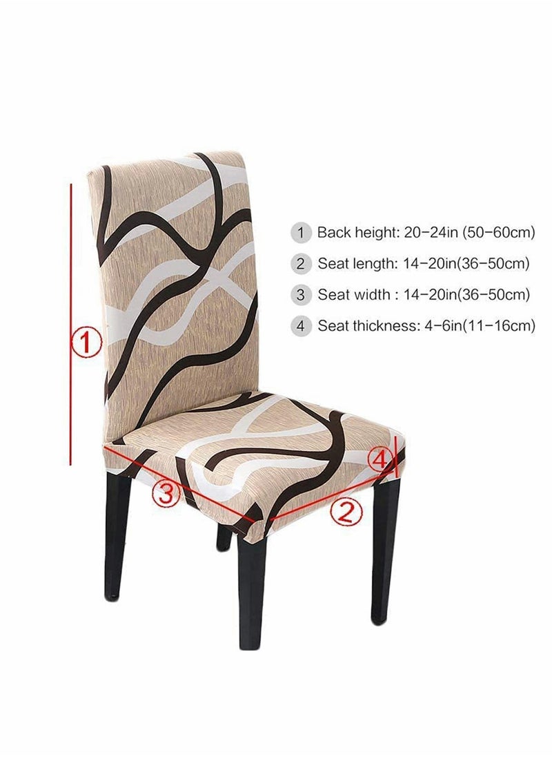 Chair Covers for Dining Room, Stretch Spandex Removable Washable Anti-dust Seat Slipcover, Protector for Hotel, Office, Ceremony, Banquet Wedding PartyKhaki/Coffee, Set of 2