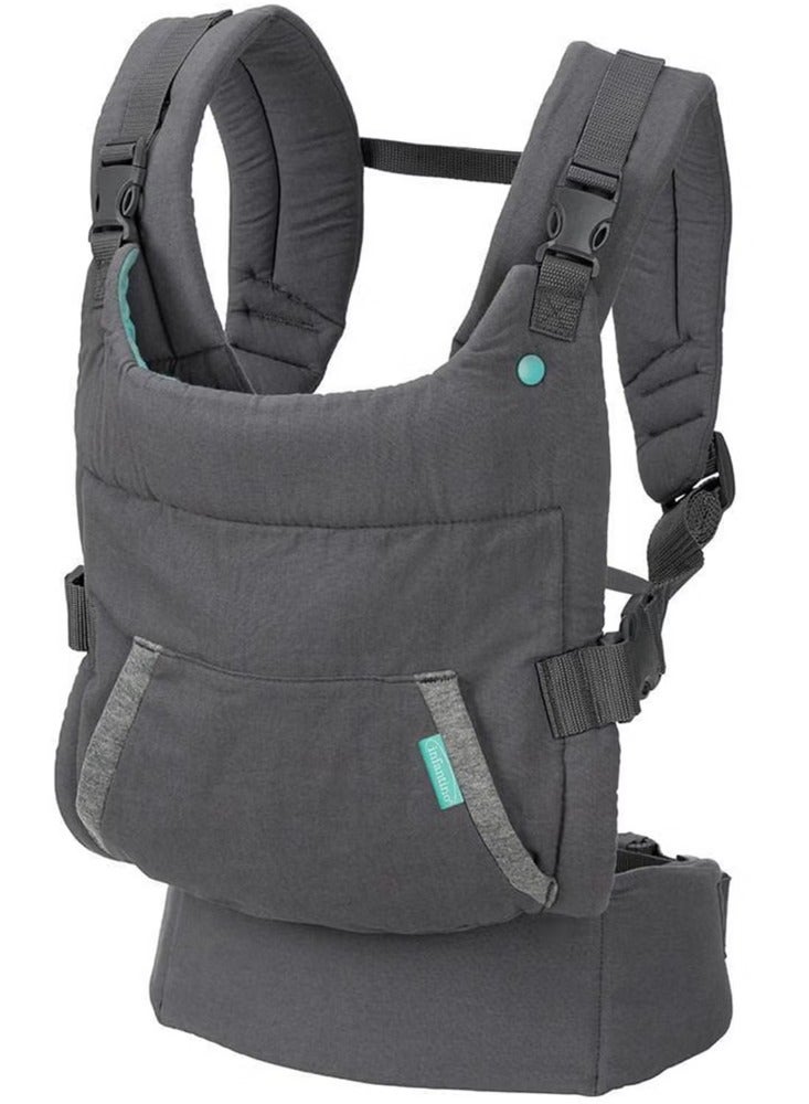 Cuddle Up Ergonomic Hoodie Baby Carrier With Removable Canopy, Grey - IN005331