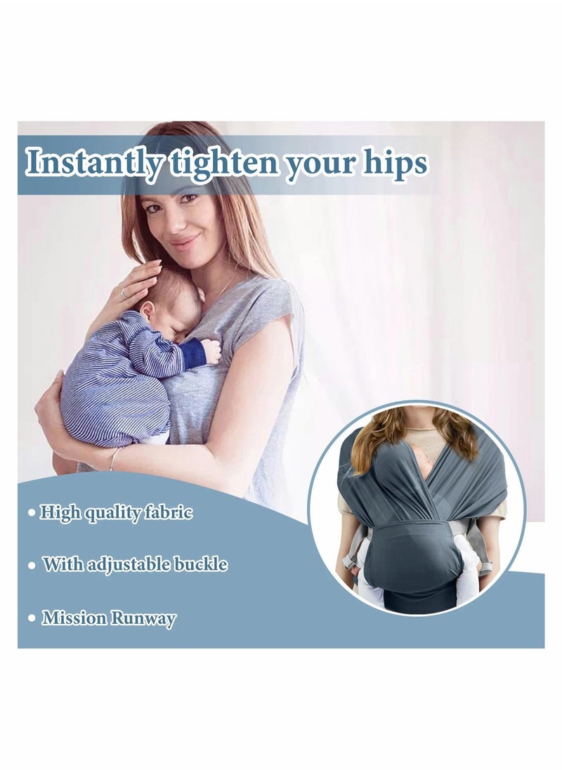 Baby Wrap Carrier Slings, Adjustable Baby Carrier Newborn to Toddler Original Stretchy Infant Sling, Perfect for Newborn Babies and Children up to 35 lbs (New Gray)