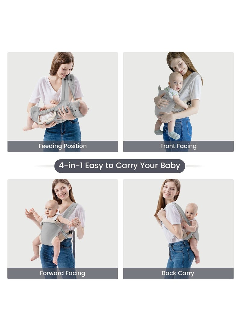 Baby Carrier with Pocket 4-in-1 Easy to Wear Adjustable Breathable Carrier Slings Perfect for Newborn to Infants up to 15KG Toddlers