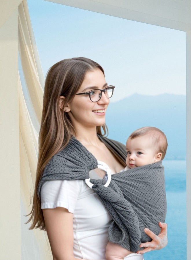 Ring Sling Baby Carrier, Summer Mesh Breathable Baby Wraps Carrier- Newborn to Up to 3 years old - for Moms, Dads and Caregivers