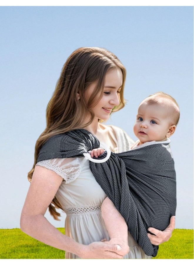 Ring Sling Baby Carrier, Summer Mesh Breathable Baby Wraps Carrier- Newborn to Up to 3 years old - for Moms, Dads and Caregivers