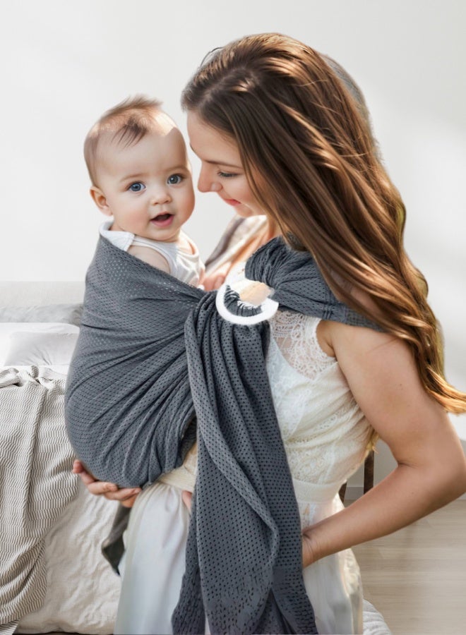 Ring Sling Baby Carrier, Summer Mesh Breathable Baby Wraps Carrier- Newborn to Up to 3 years old - for Moms, Dads and Caregivers