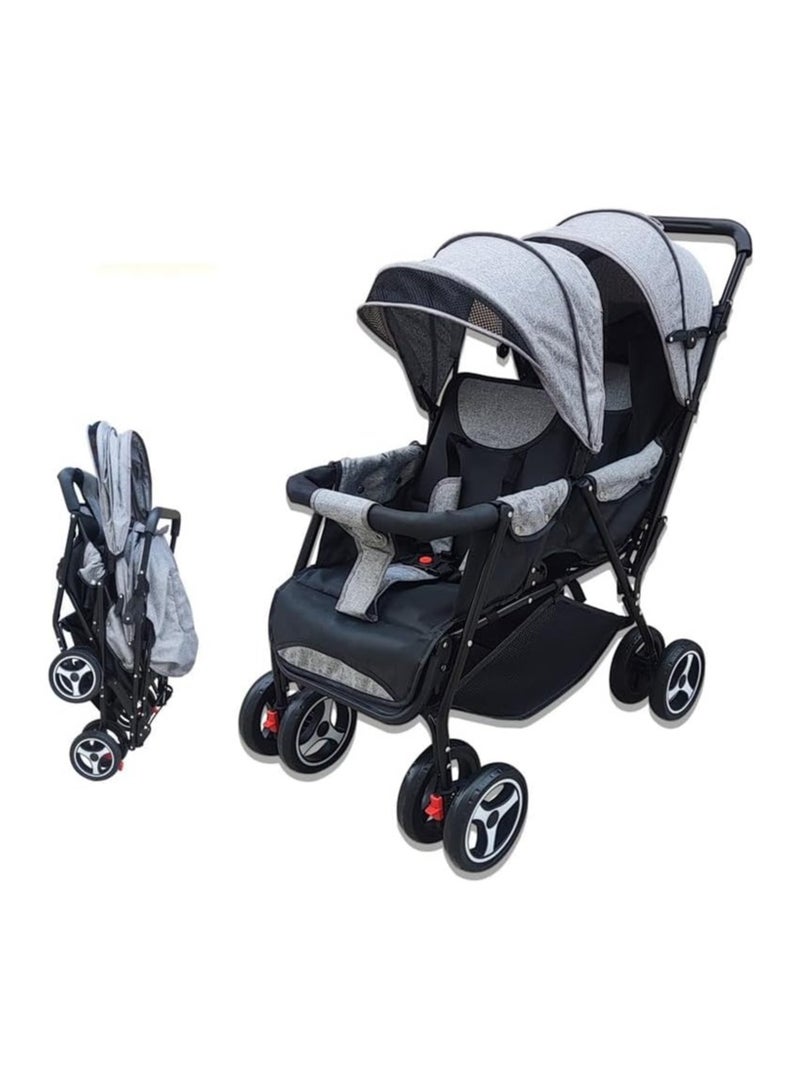 Twin  Double Stroller new born baby to 36 monthts baby Gray