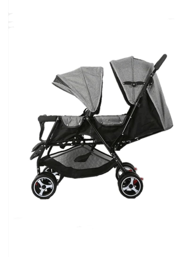 Twin  Double Stroller new born baby to 36 monthts baby Gray