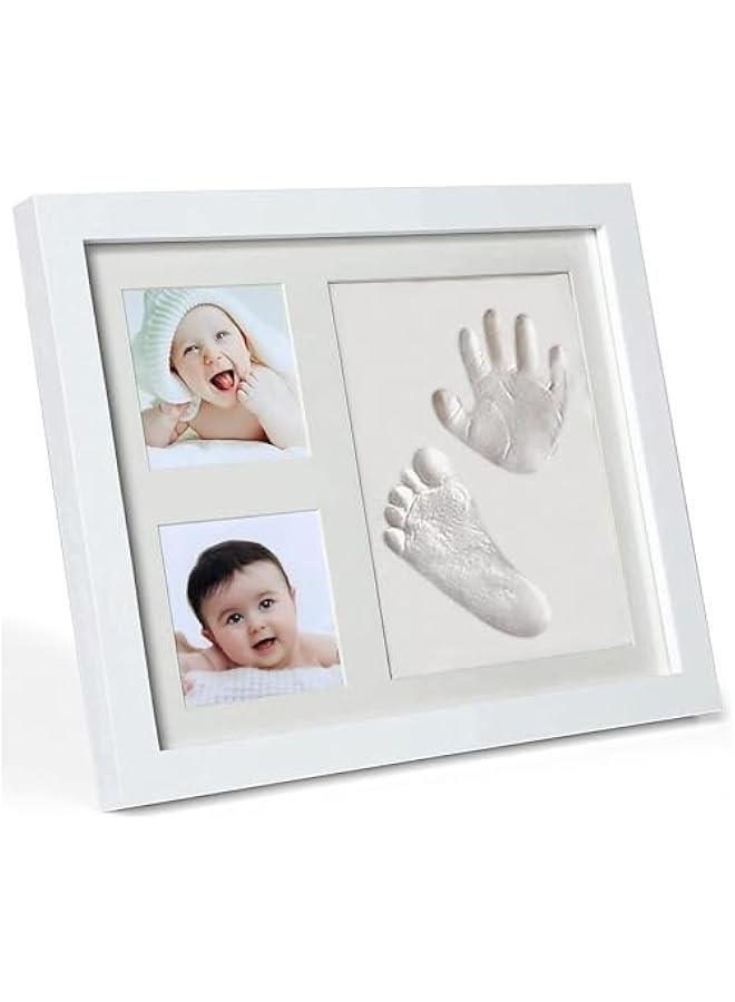 Baby Hand and Footprint Makers Kit, Baby Hand and Footprint Clay Kit with a Wooden Picture Frame, Keepsake Frame for Newborn Boys & Girls Baby, Gifts for Baby Nursery Photo Prints