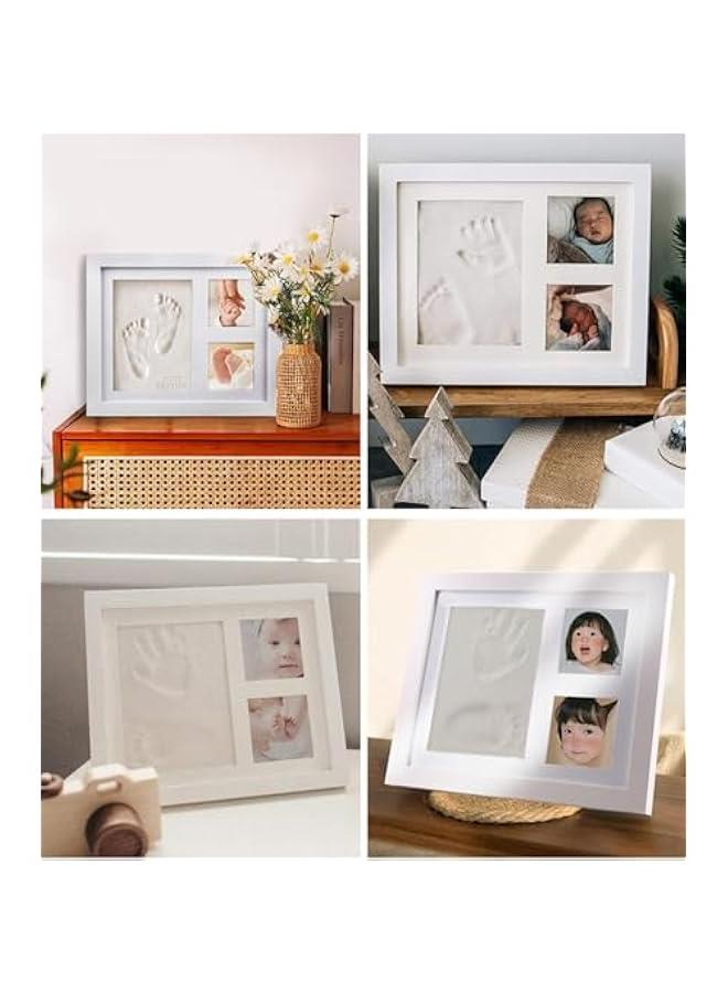 Baby Hand and Footprint Makers Kit, Baby Hand and Footprint Clay Kit with a Wooden Picture Frame, Keepsake Frame for Newborn Boys & Girls Baby, Gifts for Baby Nursery Photo Prints