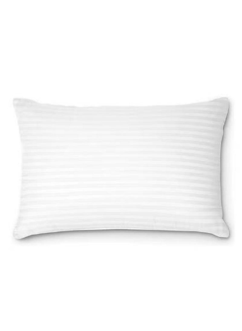 Set Of 2 Lavish Ultra Soft Rectangular Striped Pillows Cotton White 40x60cm