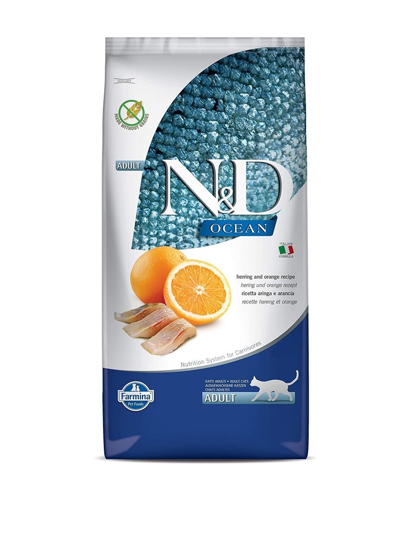 N&D Ocean Cat Herring & Orange Adult Dry Cat Food - 10 kg