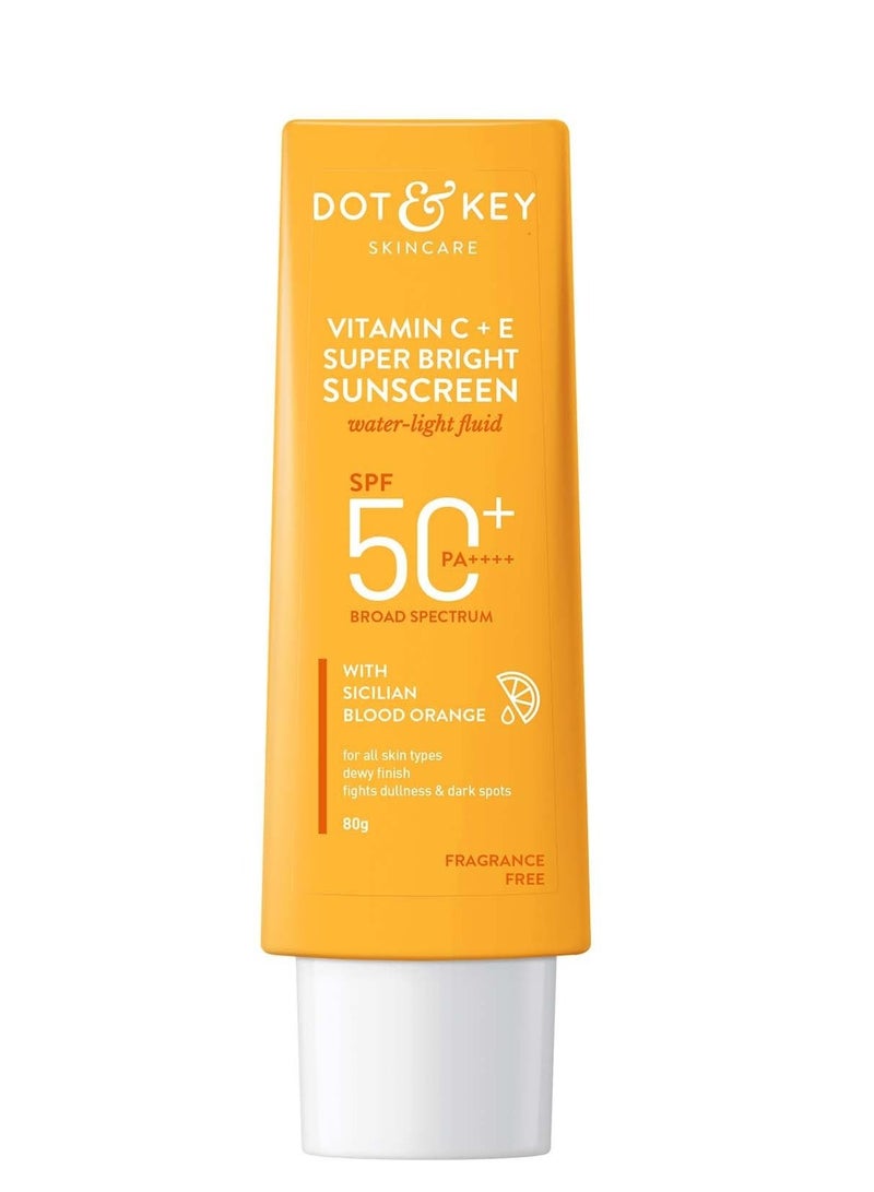 Dot & Key Vitamin C + E Super Bright Sunscreen SPF 50 | Water-Light, UVA/UVB & Blue Light Protection | For Even Toned & Glowing Skin | With Liquid SPF 50+++ | No White Cast, | For All Skin Types | 80g…