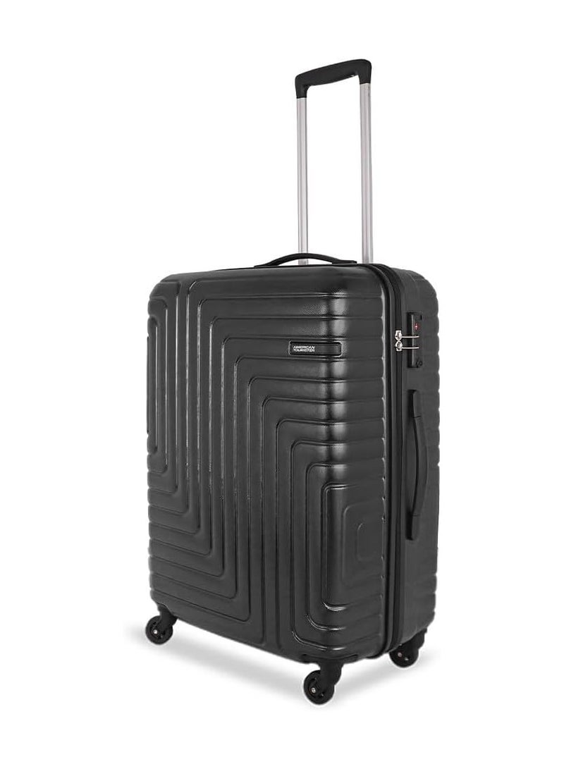 American Tourister Ivy Nxt 68cm Medium Hardside Polycarbonate Check-in Suitcase with Multi-Stage Telescopic Trolley and Mounted TSA Lock for Women & Men - Black