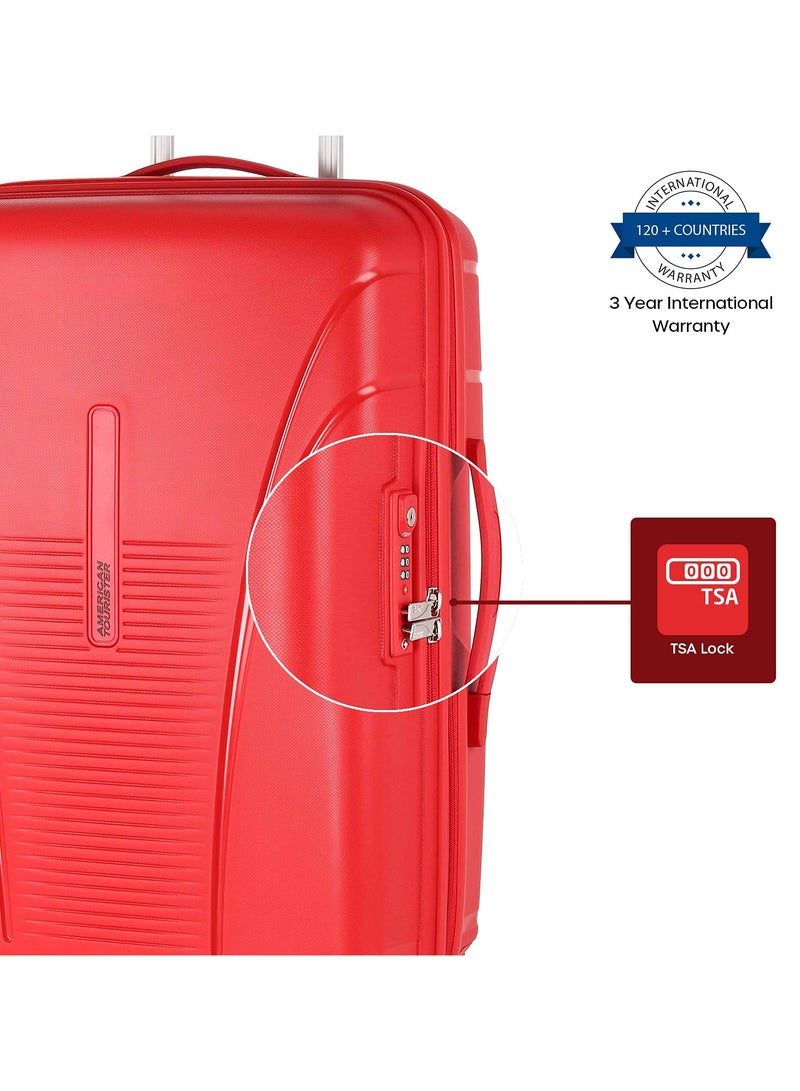 American Tourister Ivy 77 Cms Large Check-in Polypropylene (PP) Hard Sided 4 Spinner Wheels Luggage/Trolley Bag with TSA Lock (Red)