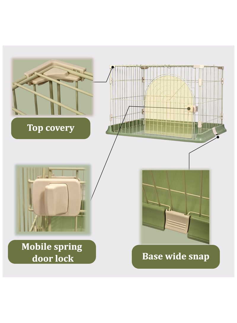 Cat cage, Durable & strong quality cage, Indoor pet cage with Spring door lock, Easy to assemble, Suitable for multiple cats, Portable and foldable cage (Color: Green)