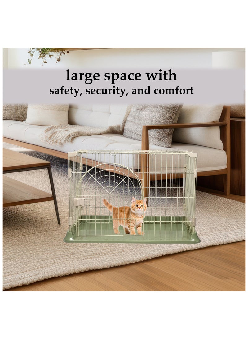 Cat cage, Durable & strong quality cage, Indoor pet cage with Spring door lock, Easy to assemble, Suitable for multiple cats, Portable and foldable cage (Color: Green)