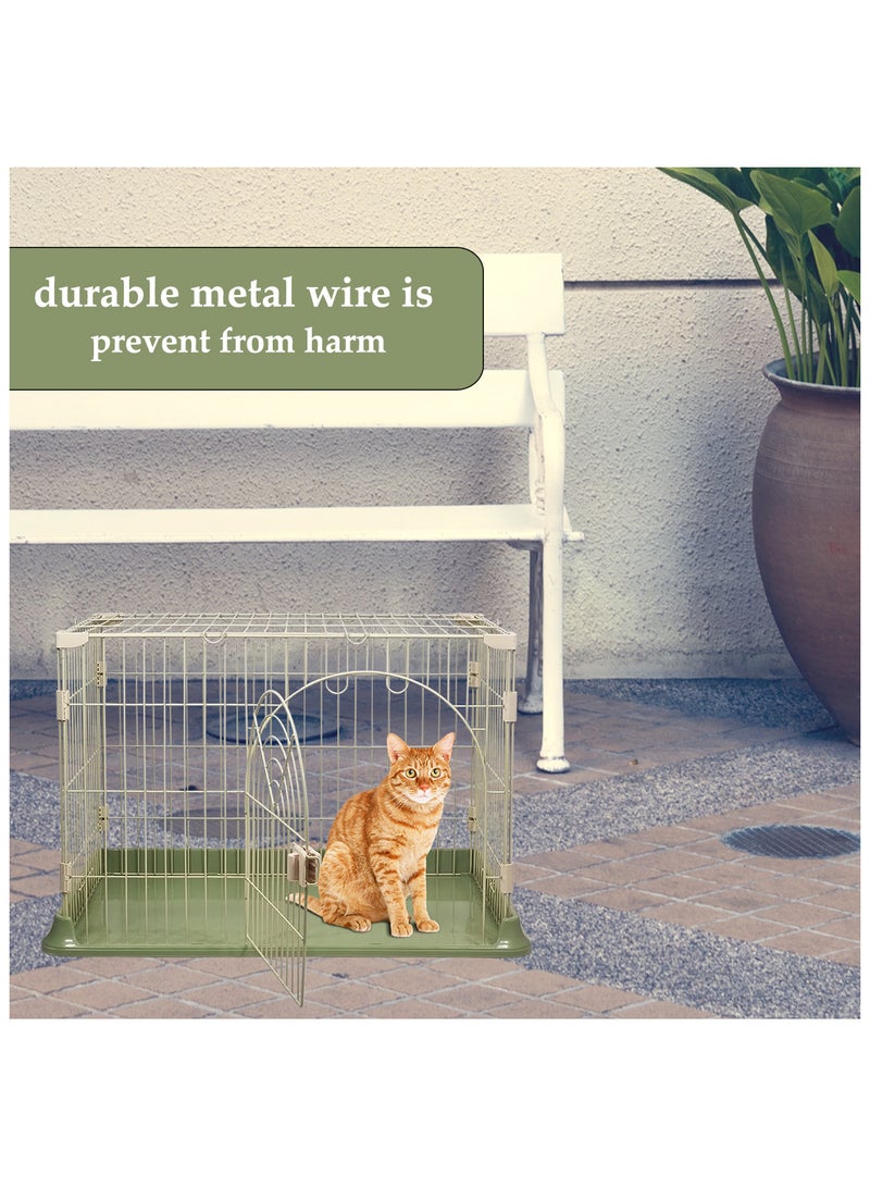 Cat cage, Durable & strong quality cage, Indoor pet cage with Spring door lock, Easy to assemble, Suitable for multiple cats, Portable and foldable cage (Color: Green)