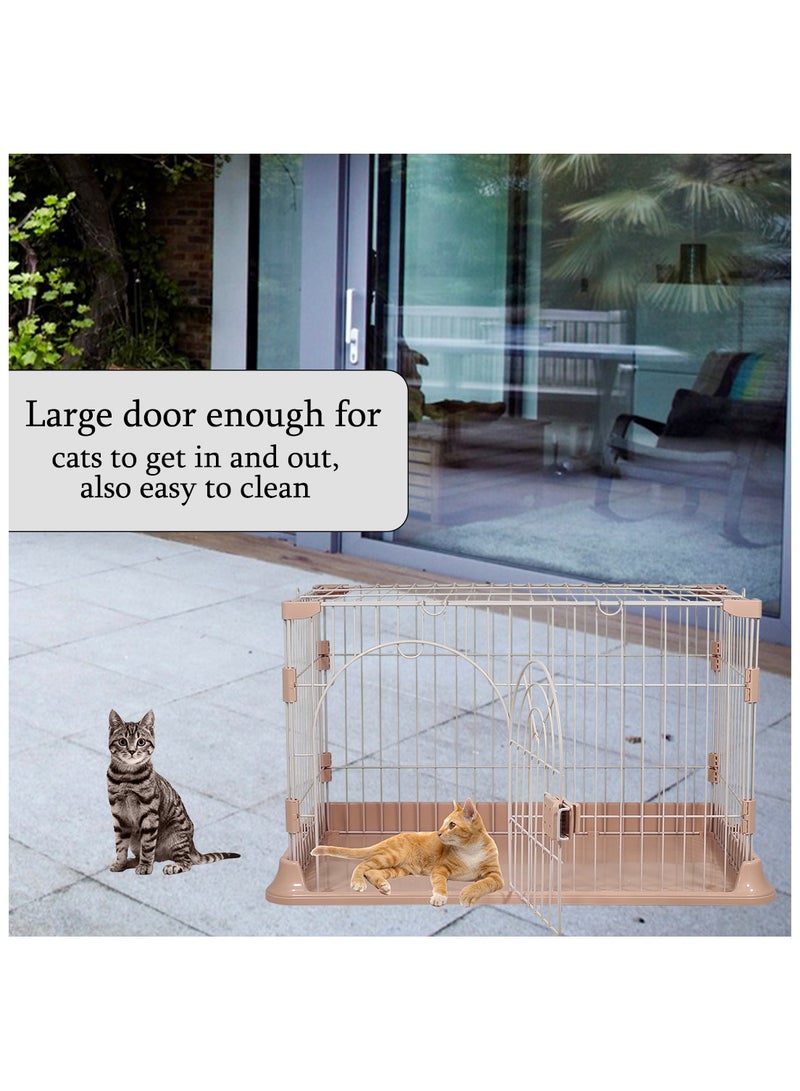 Cat cage with arched door design, Indoor cat cage with Spring door lock, Durable & strong quality cage, Easy to assemble, Suitable for multiple cats, Portable and foldable cage (Pink)