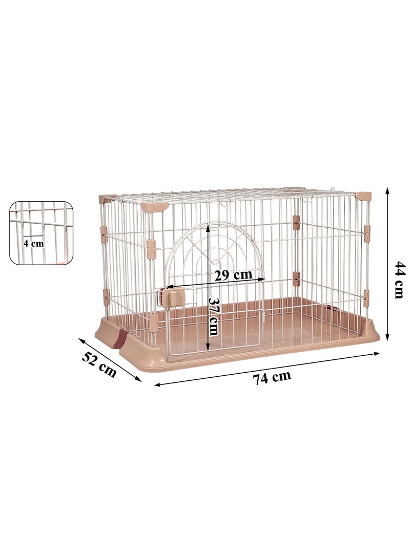 Cat cage with arched door design, Indoor cat cage with Spring door lock, Durable & strong quality cage, Easy to assemble, Suitable for multiple cats, Portable and foldable cage (Pink)