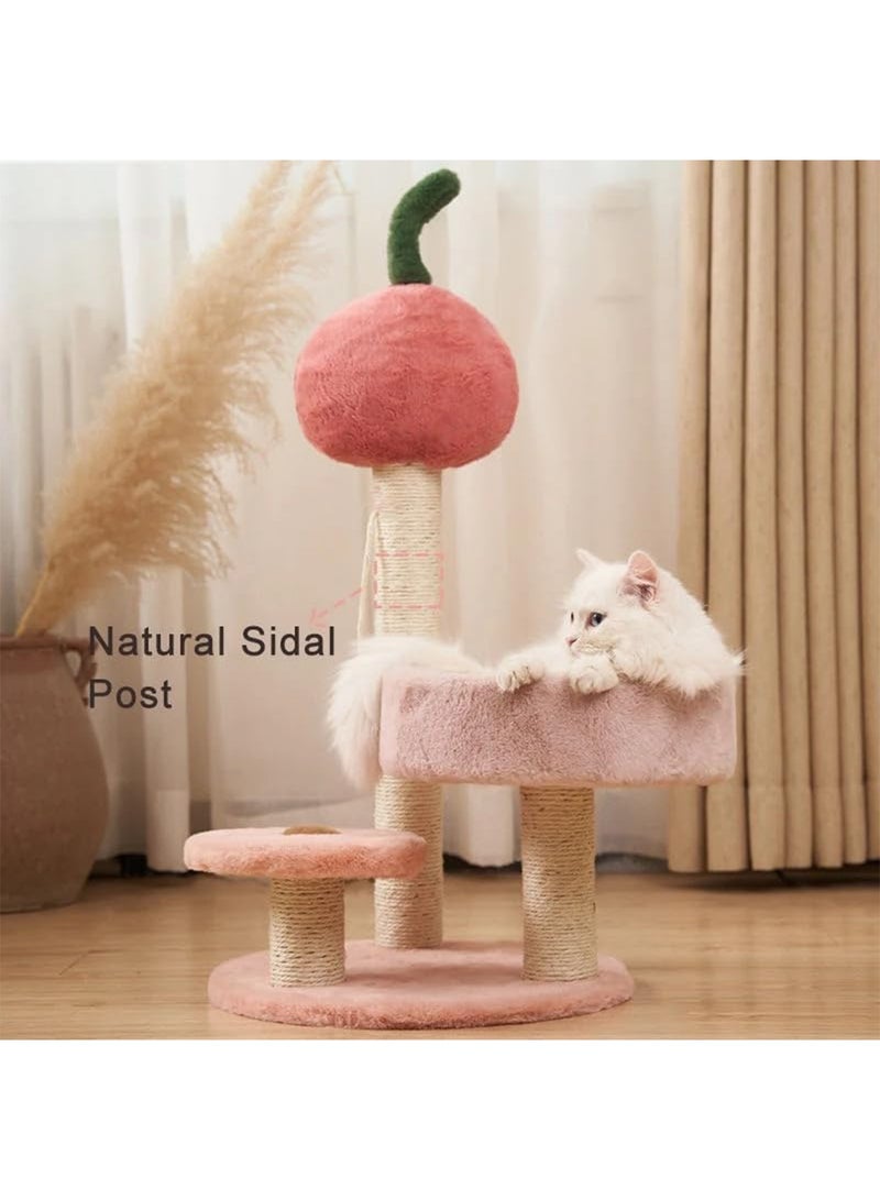 Cat Scratching Post 65 cm Tall Sisal Cactus Cat Scratcher with 3 Different Height Poles and Hanging Ball Cat Interactive Toy