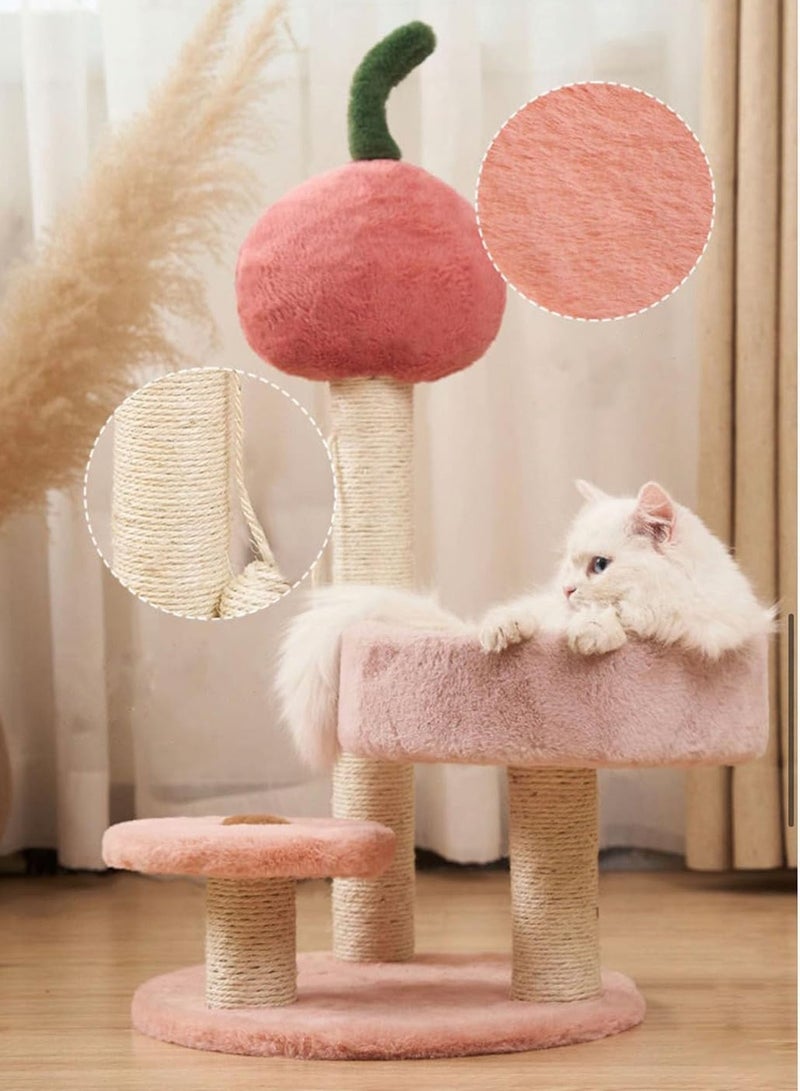 Cat Scratching Post 65 cm Tall Sisal Cactus Cat Scratcher with 3 Different Height Poles and Hanging Ball Cat Interactive Toy