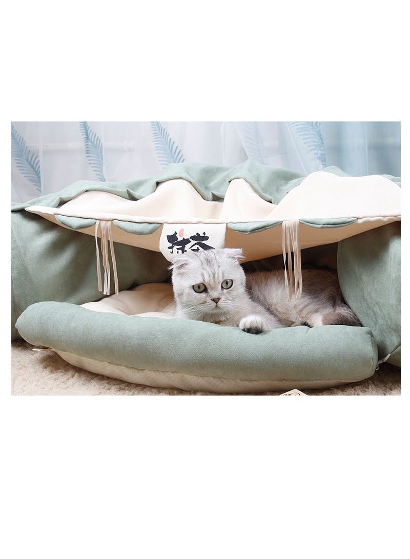 Cat Toy Collapsible Tunnel Bed Comfortable Cave, Round Hug and Snuggle Hole Pet Nest Bed Channel Detachable Cover Suitable for Kittens-Free 2 Rotating Catnip Balls