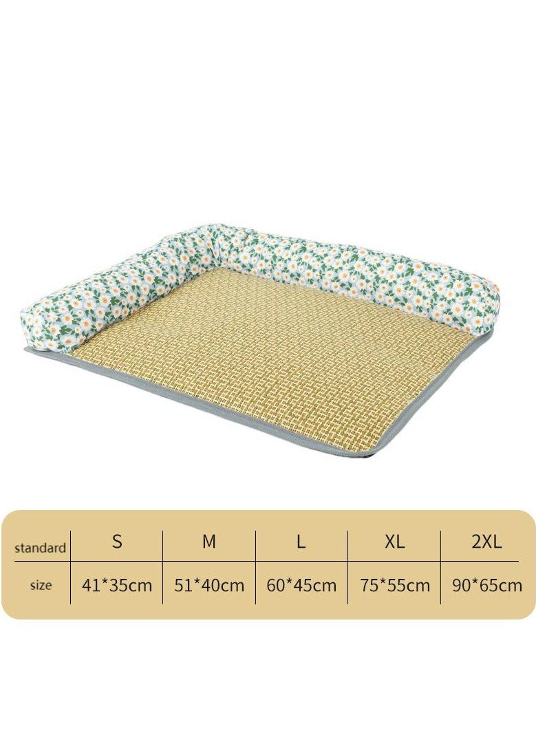 Pet dog sleeping mat nest pastoral grass mat cushion breathable comfort kennel cool down.