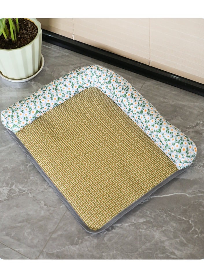 Pet dog sleeping mat nest pastoral grass mat cushion breathable comfort kennel cool down.