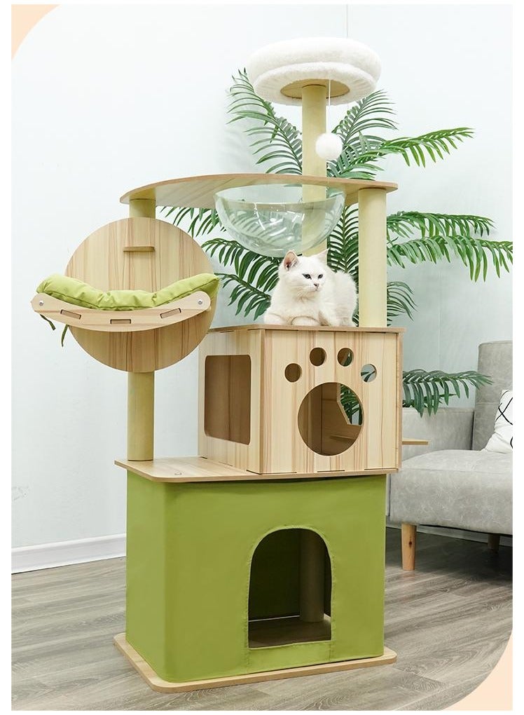 Cat tree,Cat tower-Cat tree for indoor cats Transparent space capsule, Plush jumping platform Non Ladder