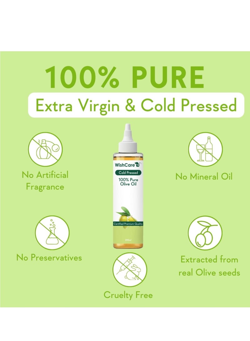 WishCare 100% Pure Premium Cold Pressed Olive Oil for Hair & Skin - 200ml