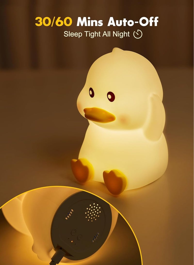 Duck Night Light for Kids, Cute Silicone Night Light, Dimmable Nursery Nightlight, with 2 Levels of Brightness, 7 Colors Rechargeable Bedside Touch Lamp, Squishy Duck Lamp, Portable Night Light