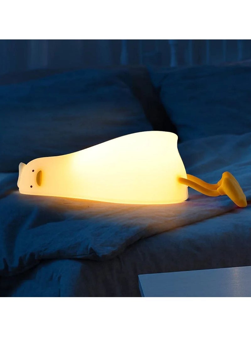 Night Light for Kids Cute Lying Flat Duck Nightlight Lamp for Bedroom Baby Nursery Night Lights USB Rechargeable LED Bedside Touch Sensor Lamp for Kids Breastfeeding and Sleep Aid