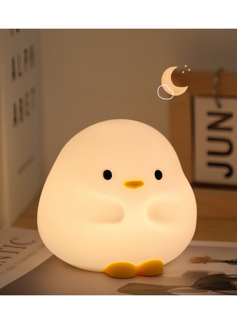 LED Cute Duck Night Light, Squishy Silicone Nightlight for Baby Nursery with 30 Minutes Timer, Rechargeable Bedside Lamp with Touch Control, Cute Gifts Stuff for Boys Girls Baby Children