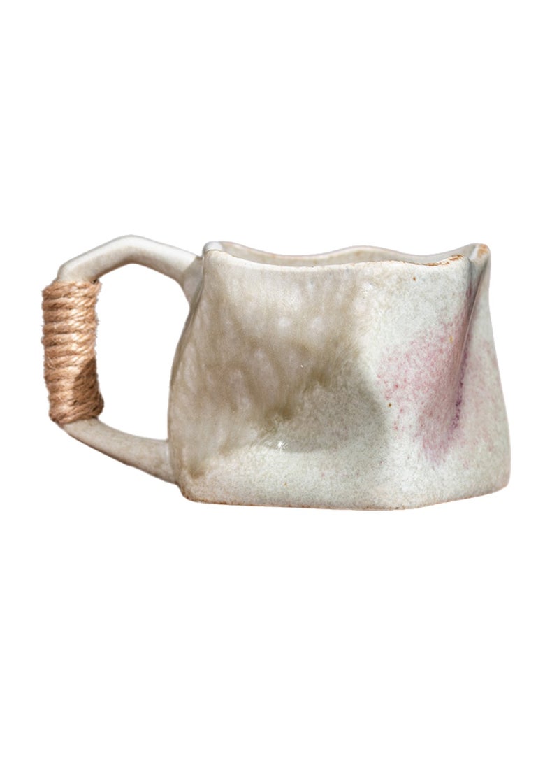 Special-Shaped Mugs, Retro Ceramic Cups, Irregular Cups, Stoneware Water Cups, High-Value Coffee Cups（Purple 250ml）