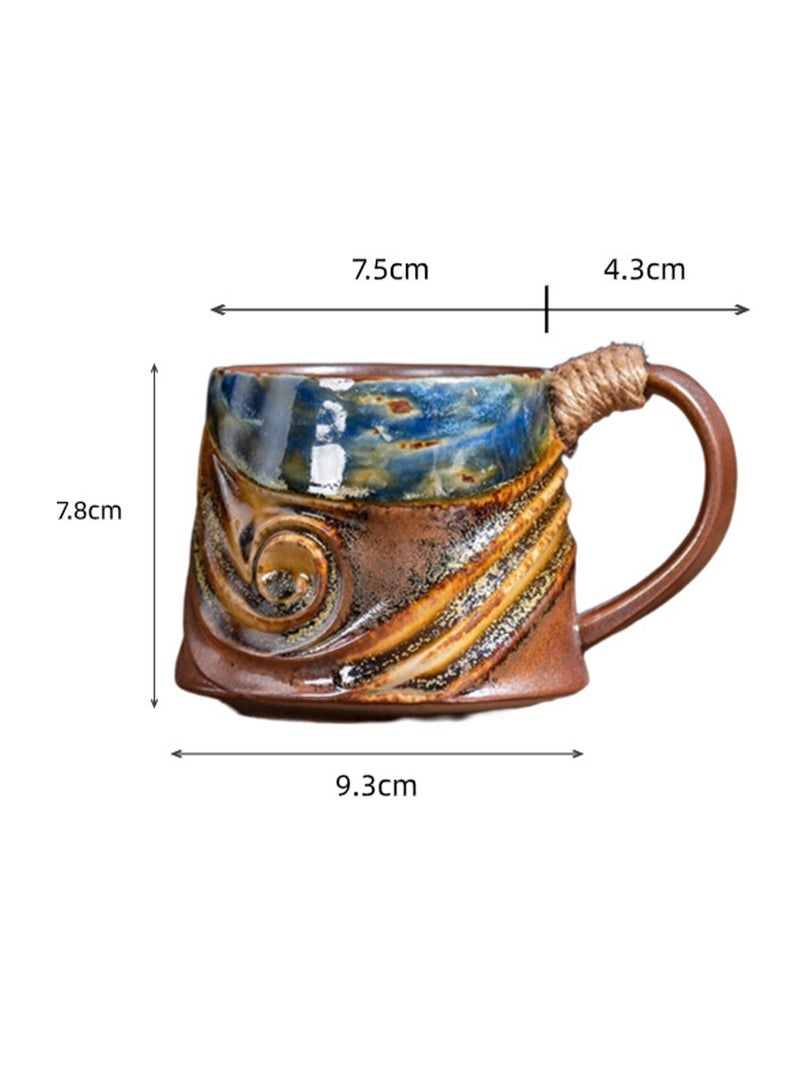 Special-Shaped Mugs, Retro Ceramic Cups, Irregular Cups, Stoneware Water Cups, High-Value Coffee Cups（Green 300ml）