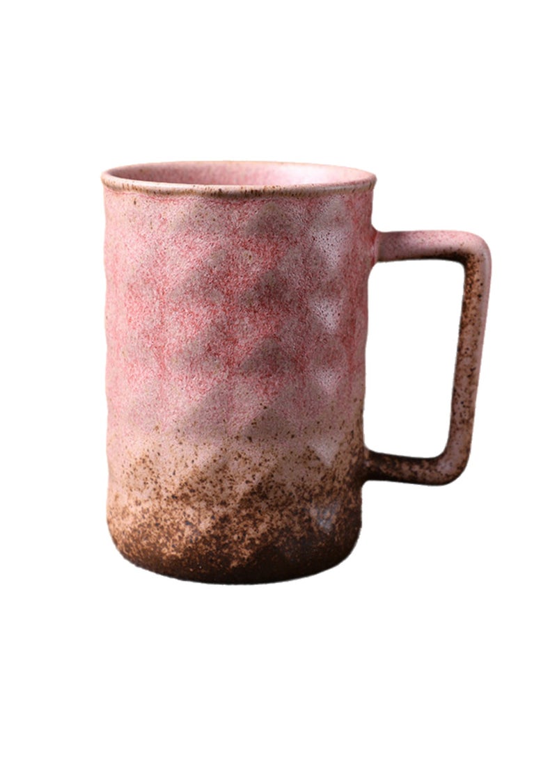 Special-Shaped Mugs, Retro Ceramic Cups, Irregular Cups, Stoneware Water Cups, High-Value Coffee Cups（Diamond Cup 330ml-Kiln Red）