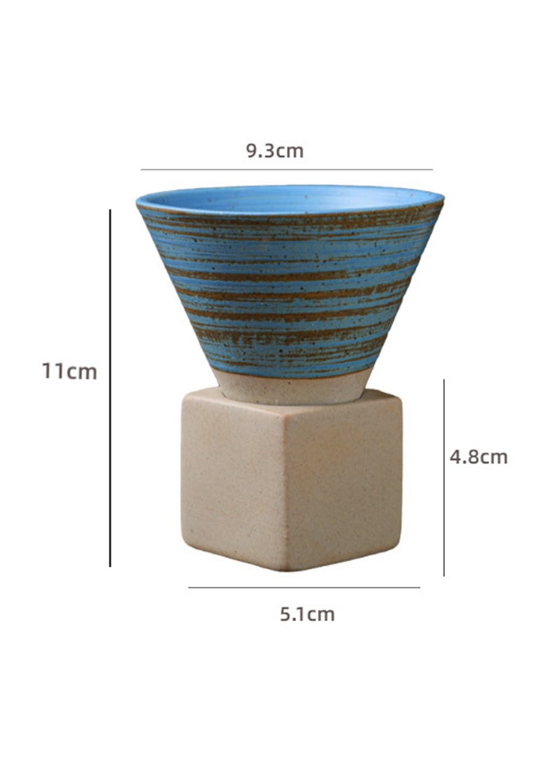 Tea Cups for Cooking Around The Stove, Japanese Stoneware Tea Cups, Cross-Border Hot-Selling Ceramic Mugs, Retro Water Cups, Cone-Shaped Coffee Cups (200ml-Colorful)