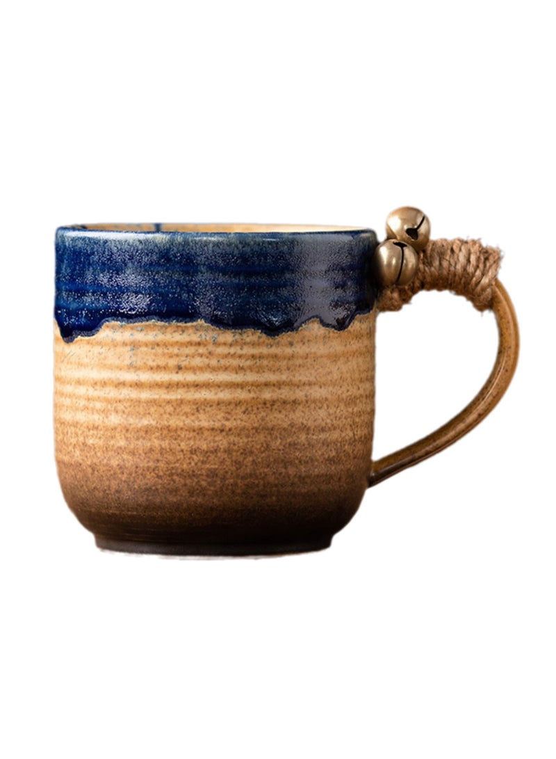 Special-Shaped Mugs, Retro Ceramic Cups, Irregular Cups, Stoneware Water Cups, High-Value Coffee Cups（Dark blue 260ml）