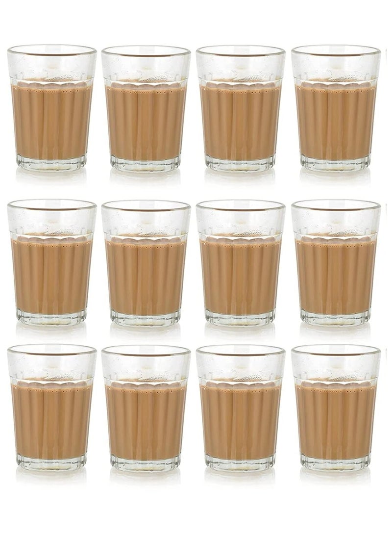 12 Pcs Chai Glass Traditional Cutting chai Glass - Small - (100 ML) (Pack of 12) / Tea Cup/Tea Cups Set of 12