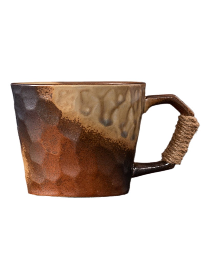 Special-Shaped Mugs, Retro Ceramic Cups, Irregular Cups, Stoneware Water Cups, High-Value Coffee Cups（Coffee color 350ml）