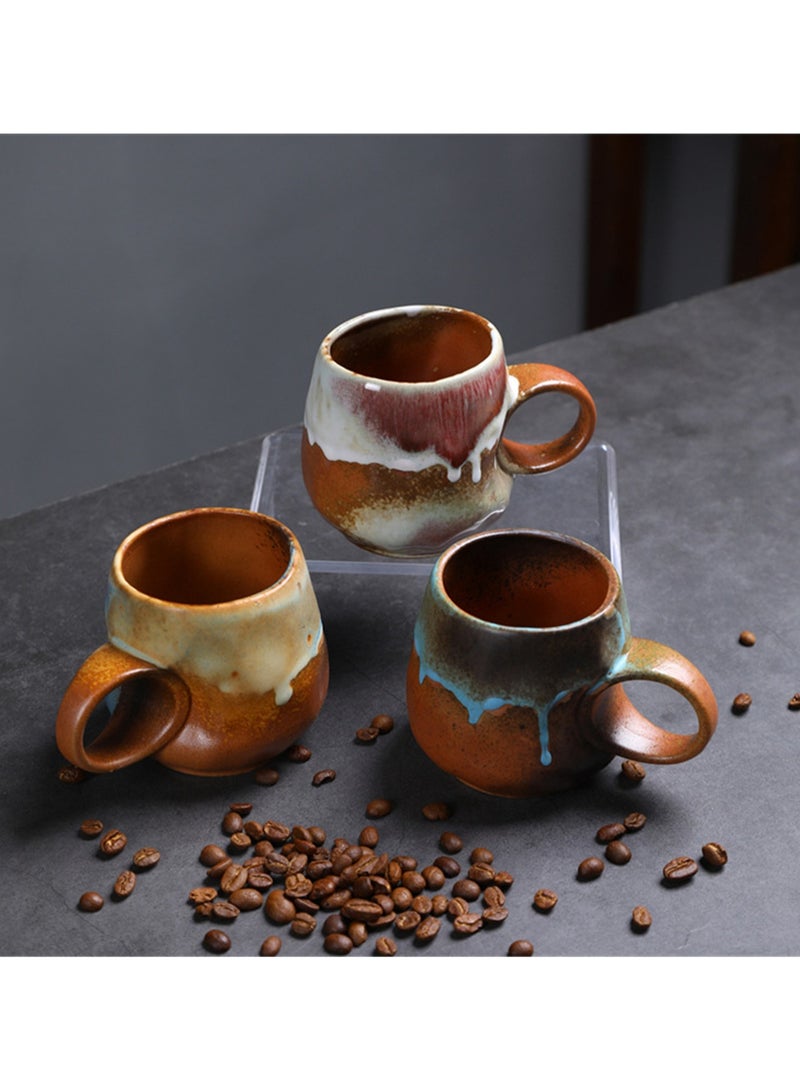 Special-Shaped Mugs, Retro Ceramic Cups, Irregular Cups, Stoneware Water Cups, High-Value Coffee Cups（Kiln-changed blue 270ml）