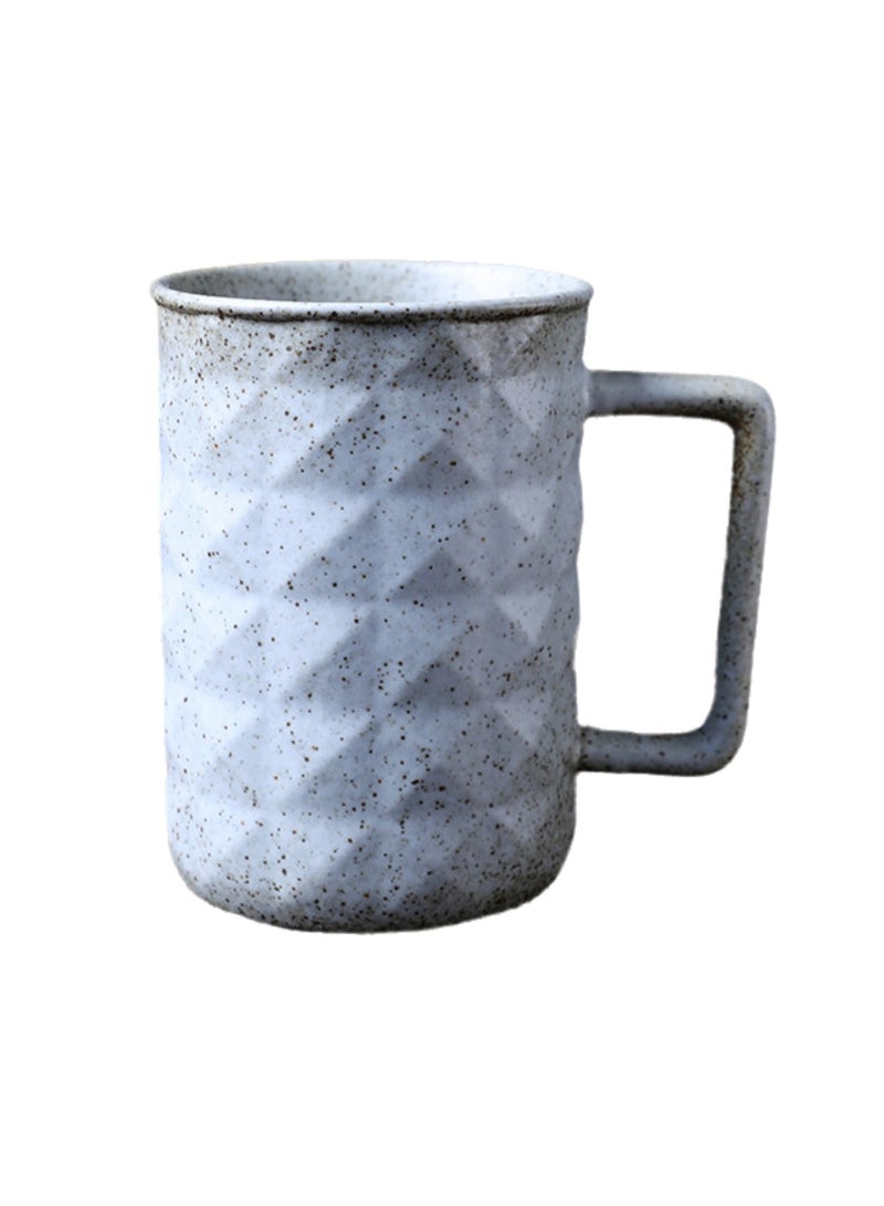 Special-Shaped Mugs, Retro Ceramic Cups, Irregular Cups, Stoneware Water Cups, High-Value Coffee Cups（Diamond Cup 330ml-Kiln White）