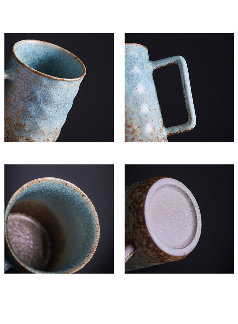 Special-Shaped Mugs, Retro Ceramic Cups, Irregular Cups, Stoneware Water Cups, High-Value Coffee Cups（Diamond Cup 330ml-Kiln White）