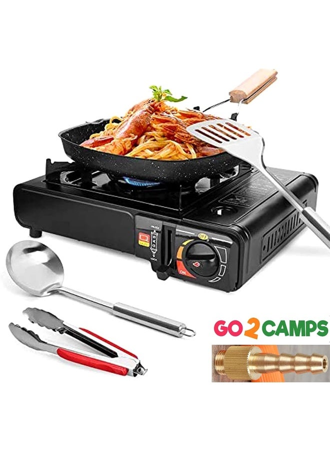 GO2CAMPS Camping Stove-Portable Butane Gas Camping Stove with Four Cartridges and Compo Pack