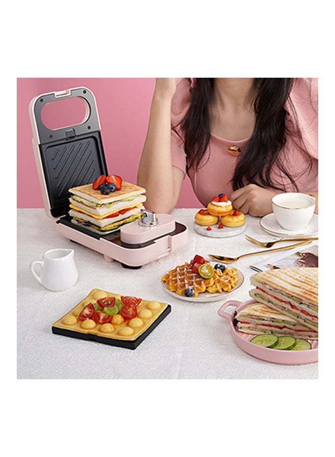 Multi-Functional Household Small Waffle And Sandwich Maker Push Toaster 650.0 W PSZHkc10 Pink