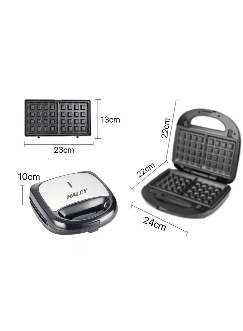 HALEY Sandwich Maker,6-in-1 Multi Snack Maker, Detachable Sandwich, Grill, Waffle Making Plates with Bakelite Coating, 1-Year Warranty (6 In 1)