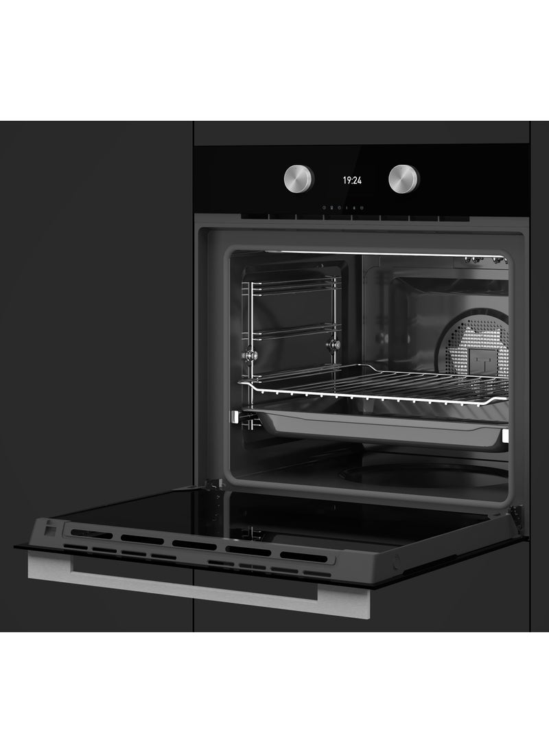 Built-in A+ Multifunction Oven 12 Cooking Functions,HydroClean Cleaning System,Personal Cooking Assistant,71 L Capacity & Softclose System HLB 8600 BK